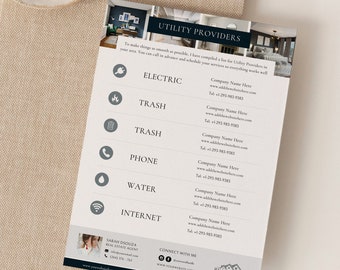 Lista de proveedores de servicios públicos, referencias de agentes inmobiliarios, recomendaciones de servicios públicos, herramientas para compradores, kit para compradores, marketing inmobiliario, plantilla inmobiliaria