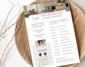 Under contract Flyer, Realtor Under Contract, Timeline Real Estate Marketing, Buyer under contract, Realtor Contract Timeline