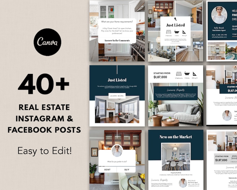 Real Estate Instagram posts, Realtor Templates, Instagram posts, Canva Instagram Post, Canva Templates, Templates, Instagram Canva Posts image 1