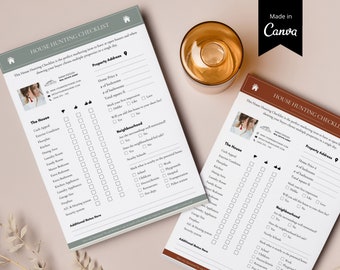 Editable House Hunting Checklist, Realtor Canva Templates, Real Estate Agent,  Digital Download,
