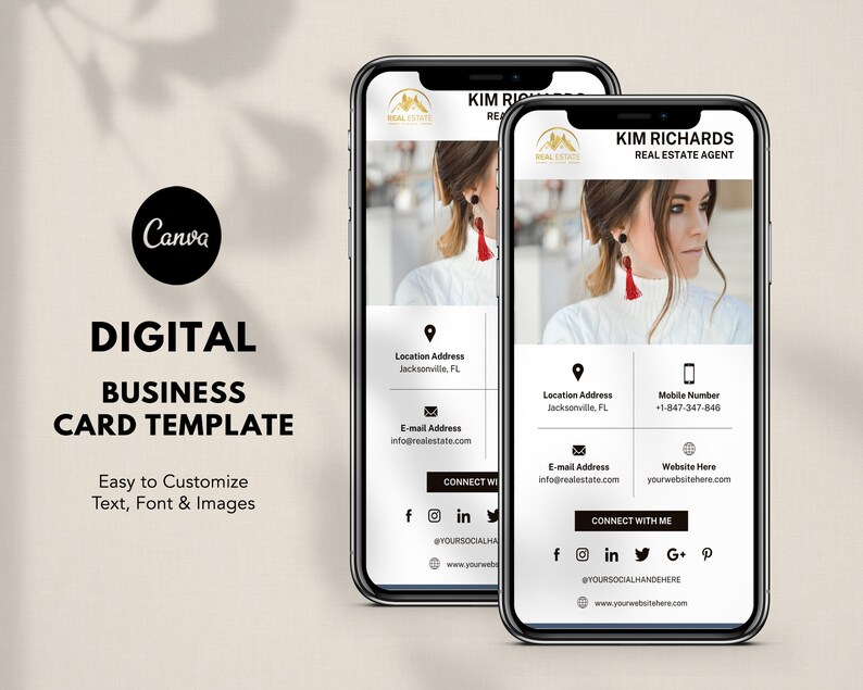 Digital Business Card Template Canva Real Estate Business