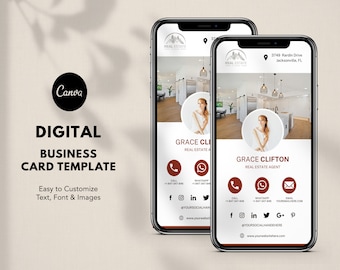 Digital Business Card Template Canva | Real Estate Business Card | Photographer Card | Realtor Digital Business card | Modern Business Card