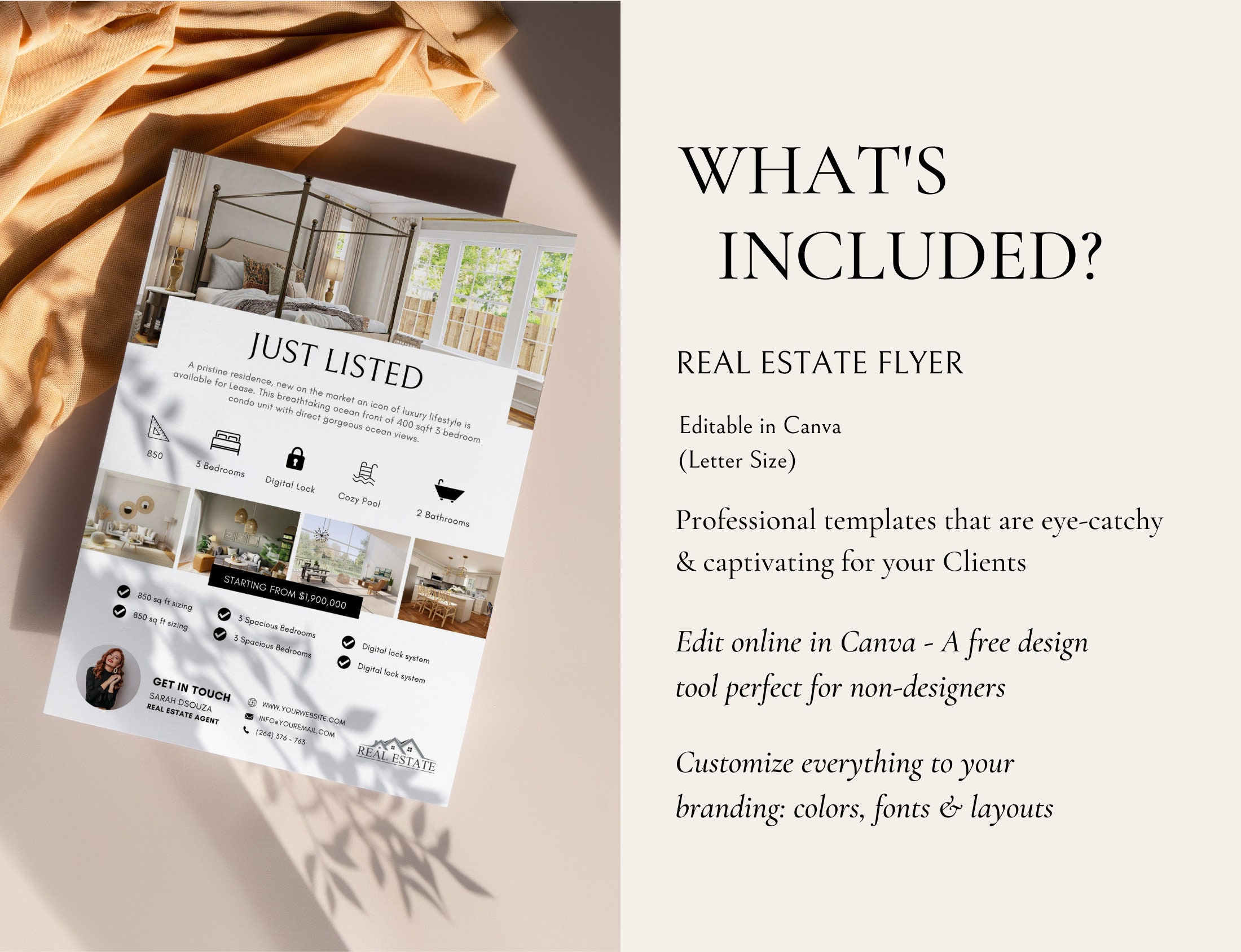 Modern Real Estate Flyer Template Just Listed Flyer Real Estate Agent ...