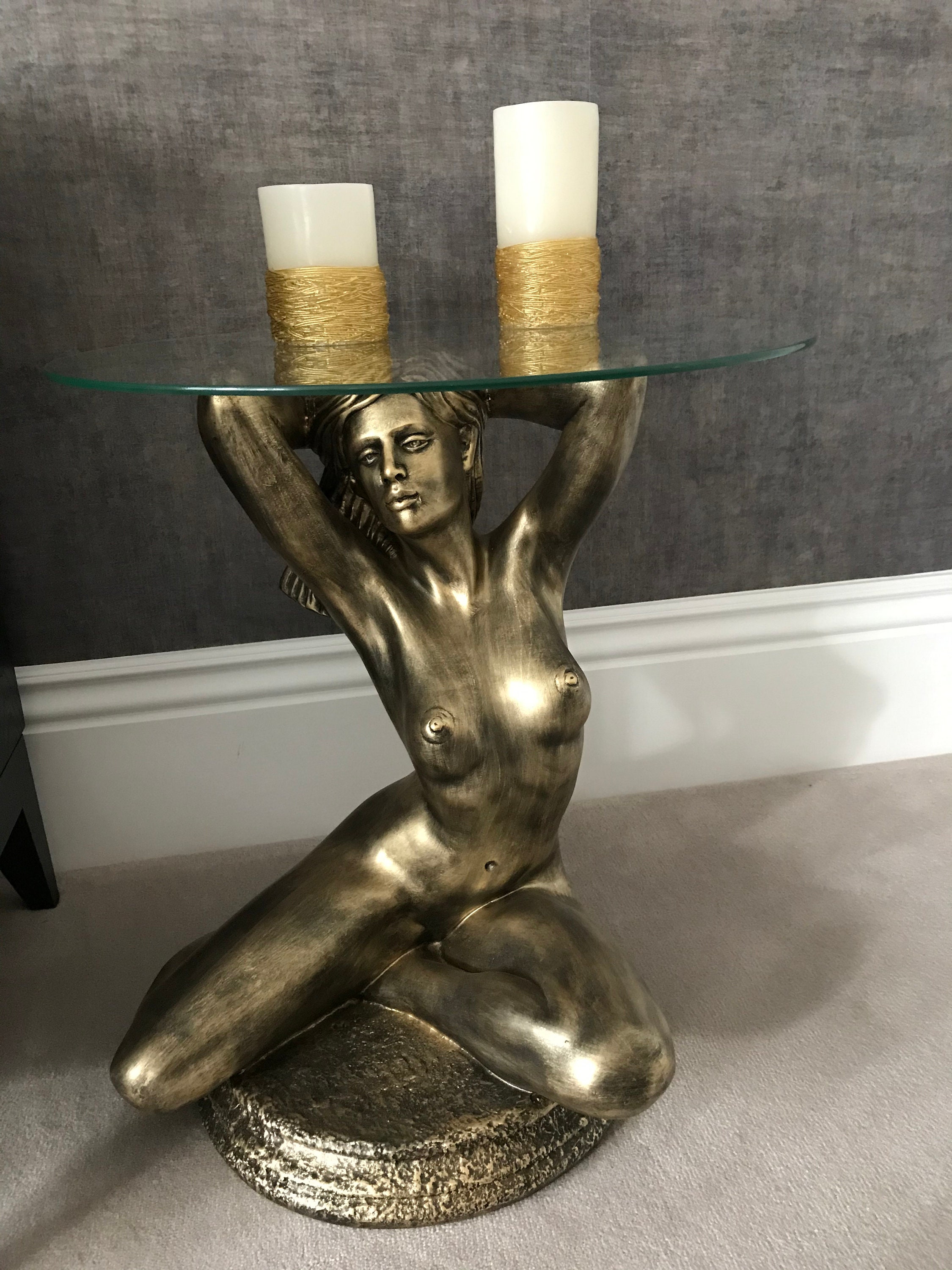 Art Deco Style Side Coffee Table Naked Girl - Etsy