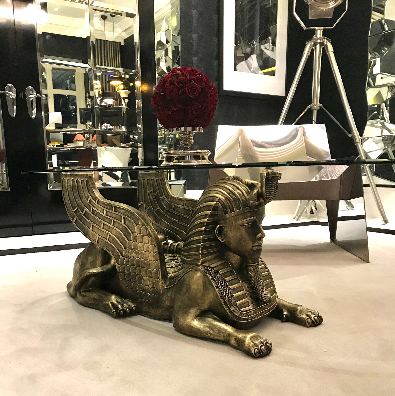 Table basse égyptienne de Sphinx Etsy