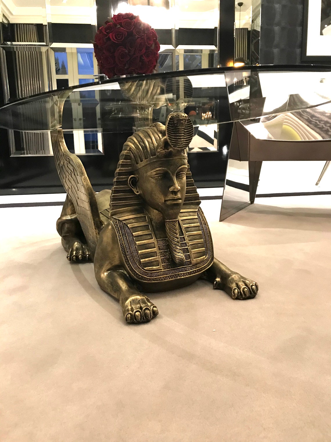 Table basse égyptienne de Sphinx Etsy