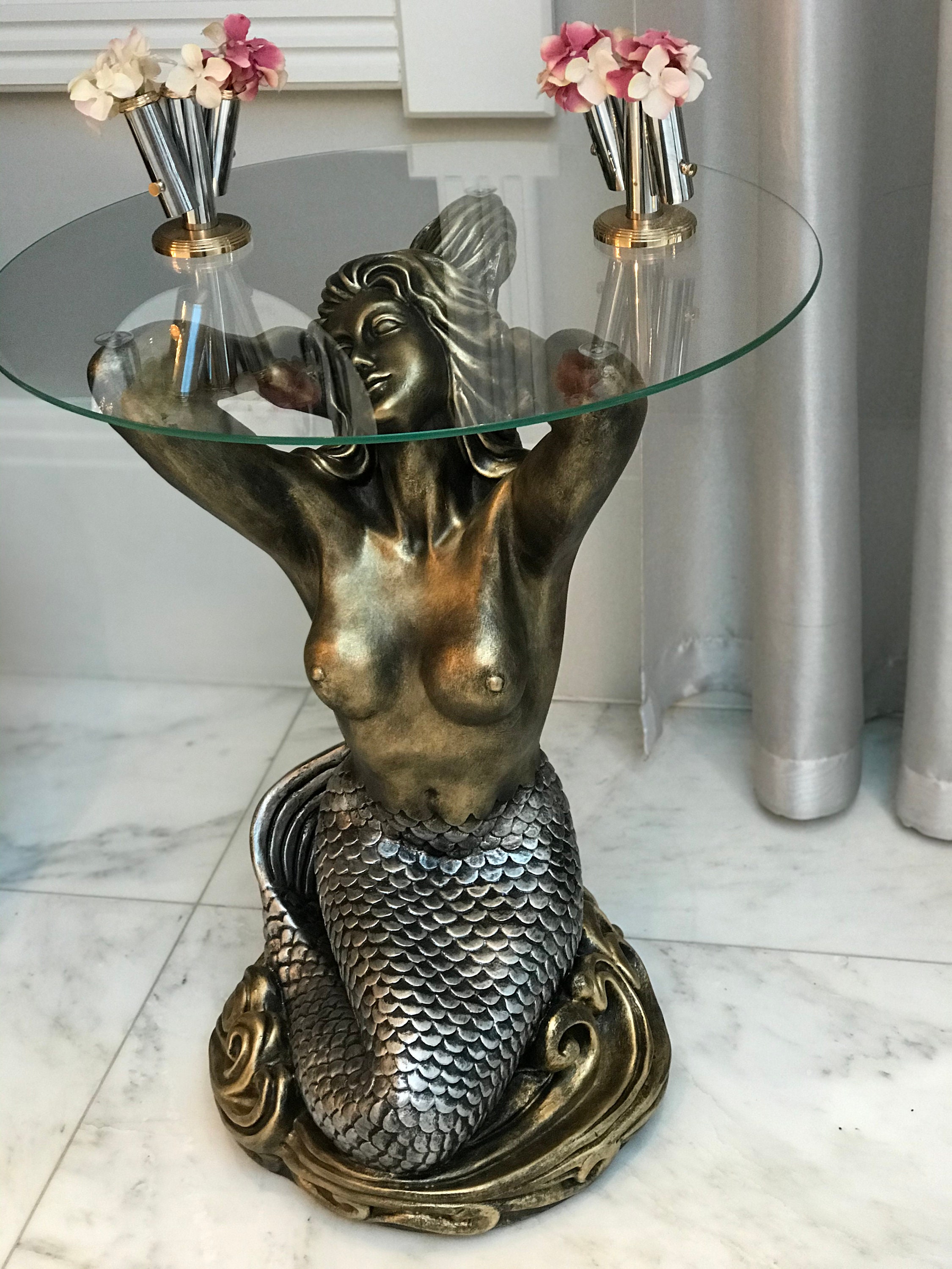 Mermaid glass coffee table deals