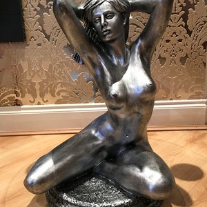 Art Deco style silver side coffee table naked  girl
