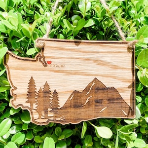 WA State engraved wood ornament