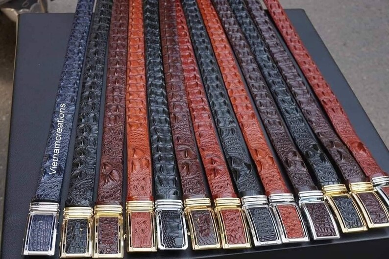 Alligator Crocodile Men Belt Skin Blue Leather Men Belt 49x1.5 NO JOIN