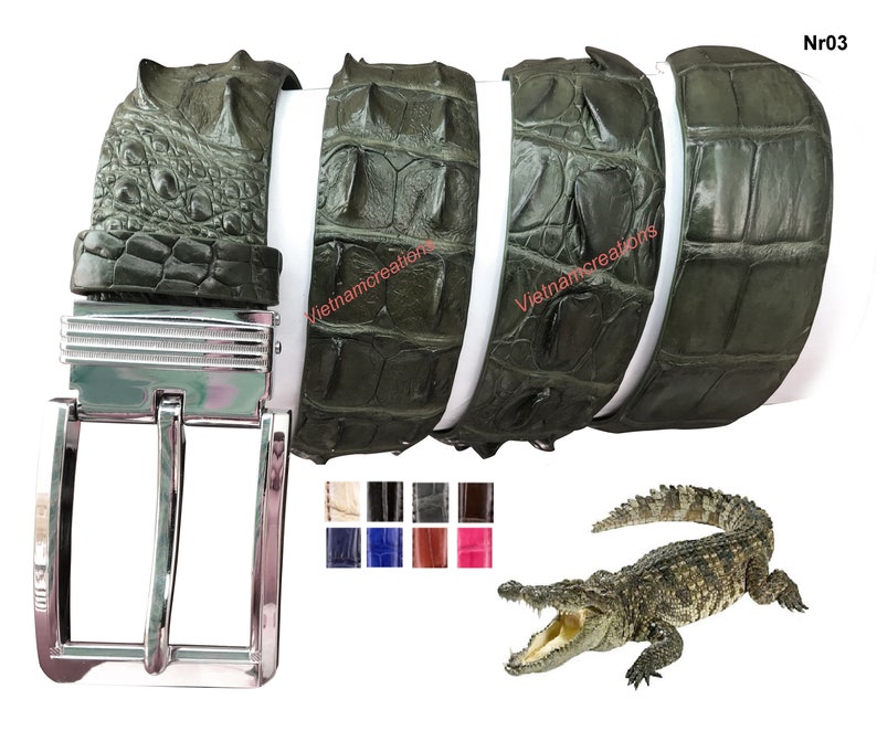 Alligator Crocodile Men Belt Skin Blue Leather Men Belt 49x1.5 NO JOIN