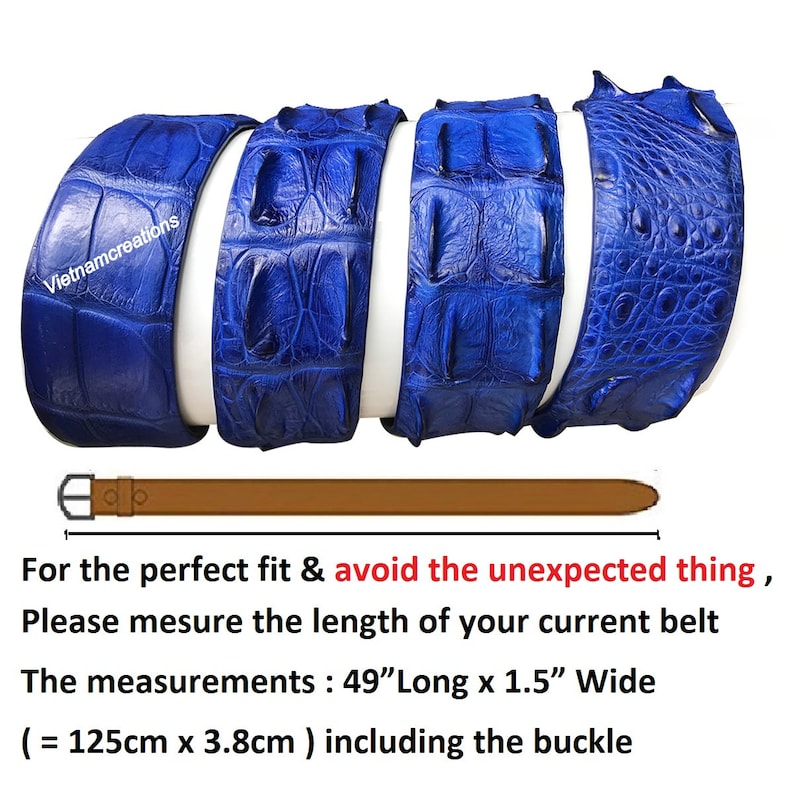 Alligator Crocodile Men Belt Skin Blue Leather Men Belt 49x1.5 NO JOIN