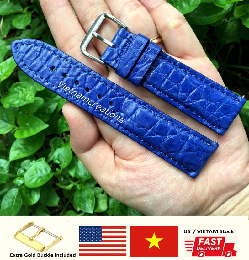 BLUE Alligator Crocodile Watch Strap Band Replacement Watch Etsy
