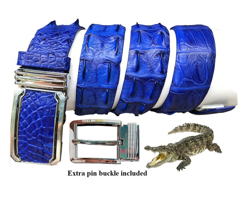 Alligator Crocodile Men Belt Skin Blue Leather Men Belt 49x1.5 NO JOIN