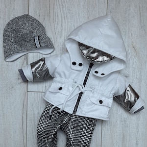Ski suit for Baby Born doll 17&quot; (43cm). Winter jacket and overalls. Zipped jacket for baby doll.