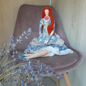 Vintage Tilda 28 inch doll in a floral dress. Interior handmade doll. A beautiful garden & flower fairy. Art doll Tilda is Truly unique gift
