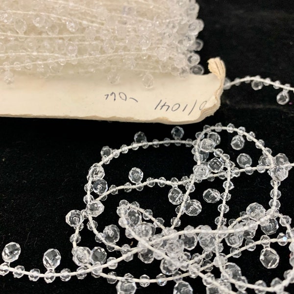 Trim clear Crystal Beads on a string 1/4" wide sold by the yard