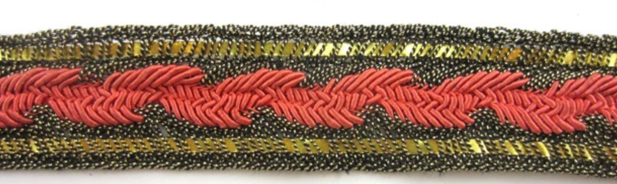 Vintage Trim with Dark Gold Bullion and Coral Thread 1.25 Wide Sold by the Yard1 yd minimum