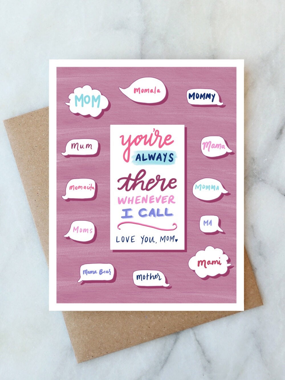 Mothers Day Card Love Mom Card Thank You Mom Card Mothers - Etsy Sweden