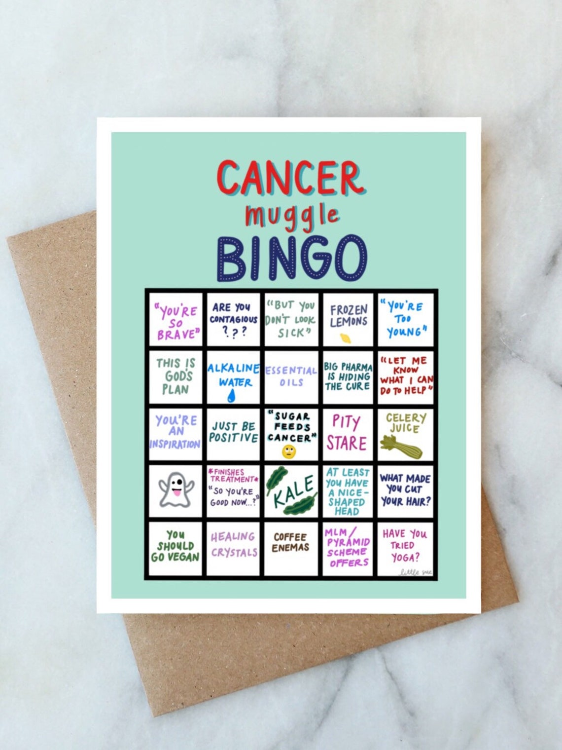 Cancer Muggle Bingo Card Funny Cancer Card Cancer Support Card image 0