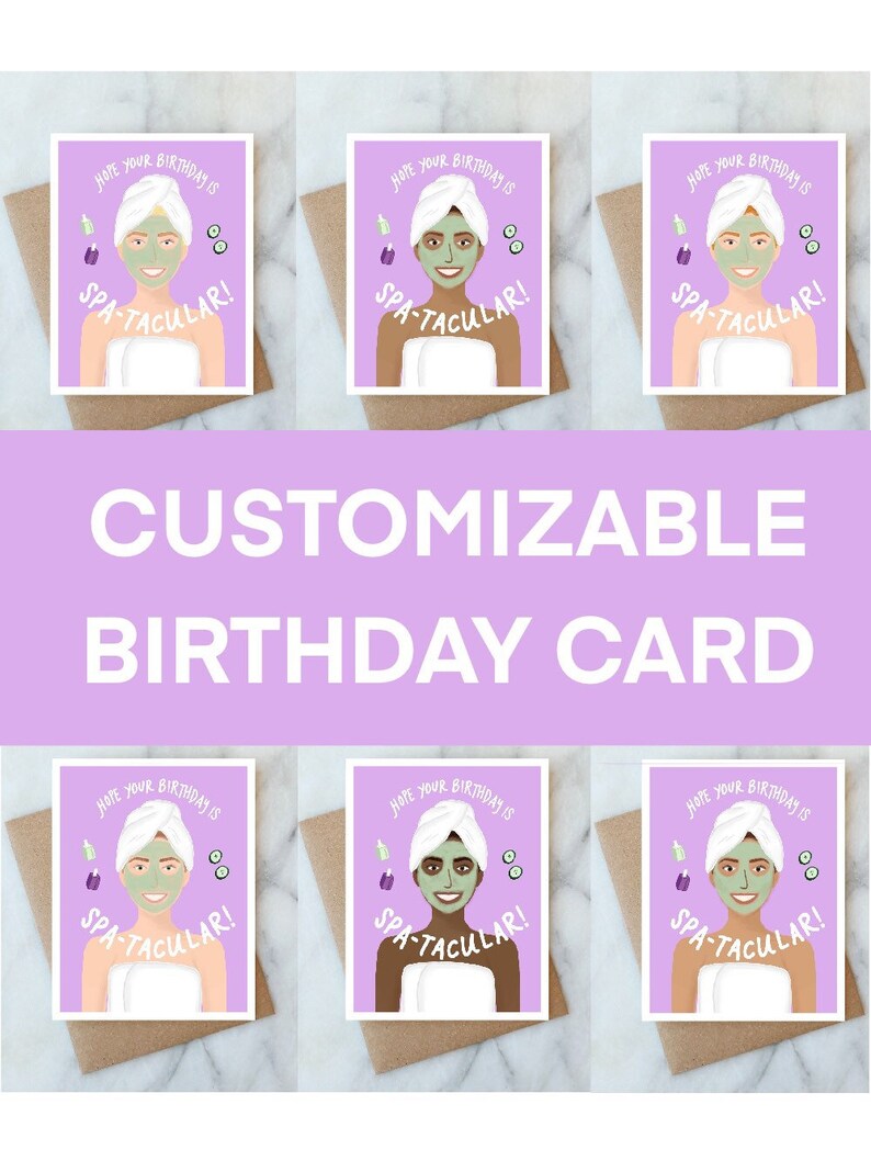 Spa Birthday Card Spa Day Birthday Card Spa-tacular Birthday Greeting Card Day at the Spa Card Customizable Card Personalized Birthday Card