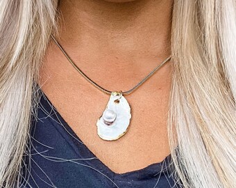 Oyster shell necklace\u2022beaded necklace\u2022Oyster necklace\u2022Jewelry\u2022Unique\u2022Necklace\u2022 Birthday Gift\u2022 birthday\u2022 gift for her\u2022 Beach