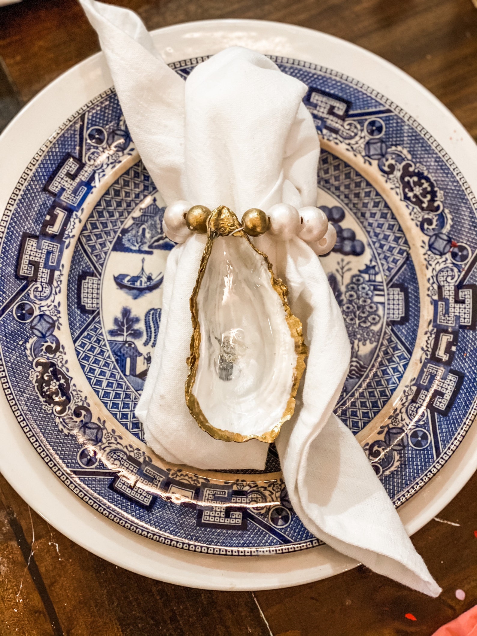 Decoupage Oyster Shell Napkin Ring Etsy