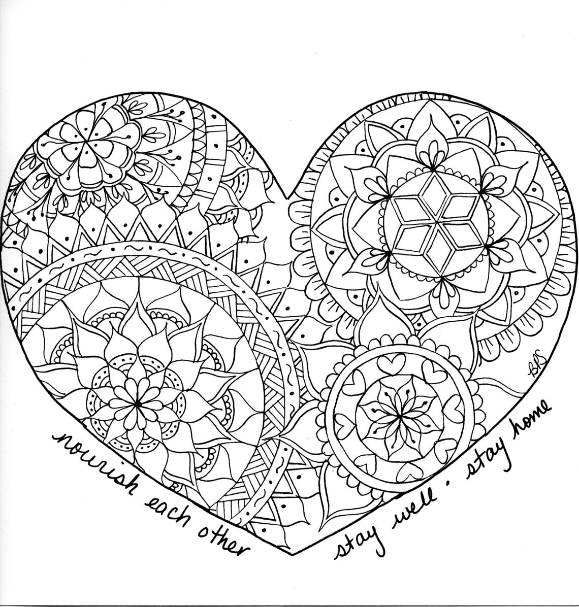 Downloadable Heart Mandala Coloring Page Etsy