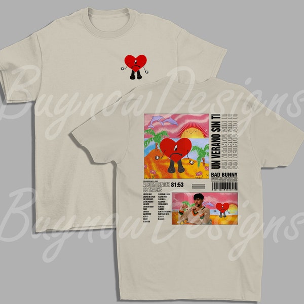 Bad Bunny - Un Verano Sin Ti Poster T-shirt unisex stampata su 2 lati