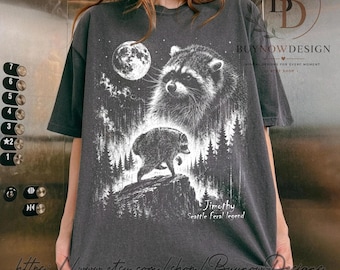Camiseta vintage de Jimothy Raccoon, camiseta Seattle Feral Legend Comfort Colors, camiseta retro con gráfico de luna, divertido animal Trash Panda Cottagecore
