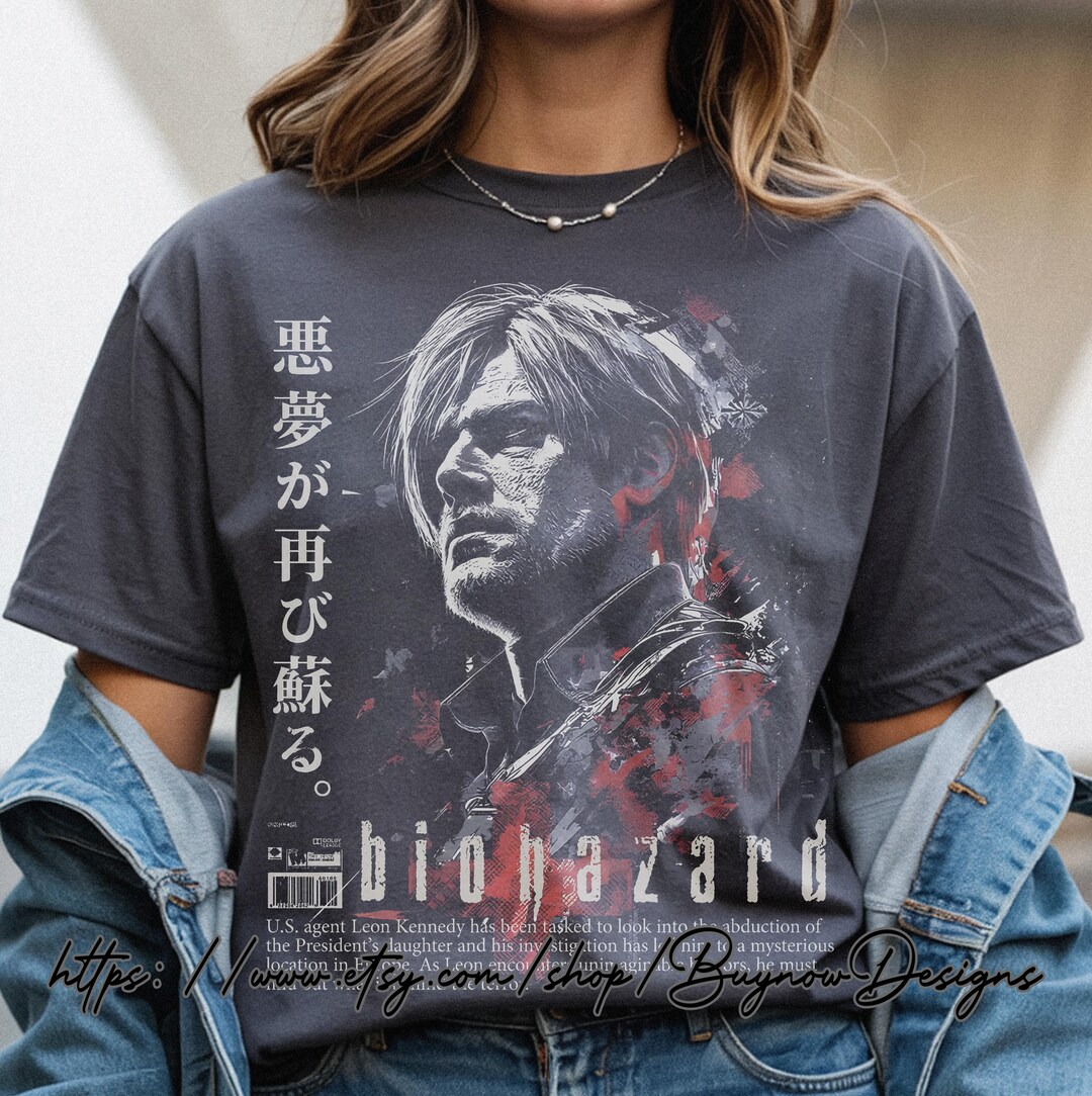 Biohazard Merch Leon Kennedy Biohazard Vintage Shirt, Resident Evil Retro 90s Bootleg ...