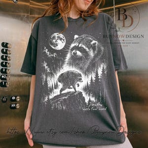 Vintage Jimothy Raccoon Shirt, Seattle Feral Legend Comfort Colors Tee, Retro Moon Graphic Tshirt, Funny Trash Panda Cottagecore Animal image 1