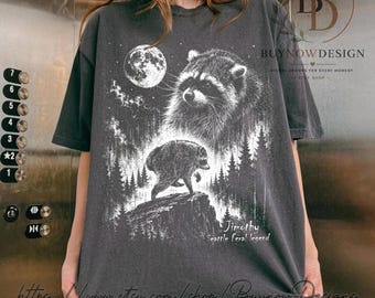 Vintage Jimothy Raccoon Shirt, Seattle Feral Legend Comfort Colors Tee, Retro Moon Graphic Tshirt, Funny Trash Panda Cottagecore Animal