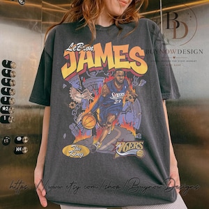 Comfort Colors LeBron James Philadelphia 76ers Shirt, Vintage Graphic Bootleg Rap Tee, Basketball Fan Gift, Retro The King 76ers Shirt