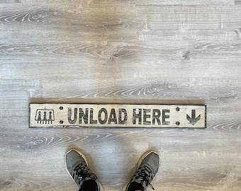 Rustic Wood Skilift Sign, UNLOAD HERE Chairlift Sign
