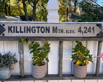 Killington Mountain Sign, Rustic wood, Vermont Ski Decor (4241 Elevation)