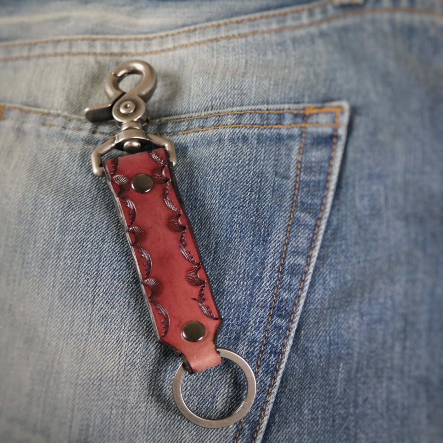 Custom Leather Keychain W/ Belt Clip ..handmade. Etsy UK