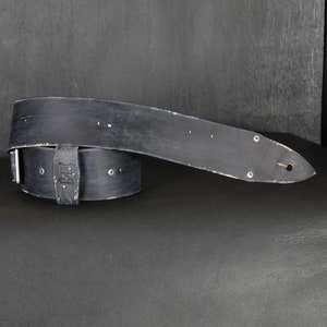 Aged Leather Guitar Strap. 2.5 inches Wide. Aged Black