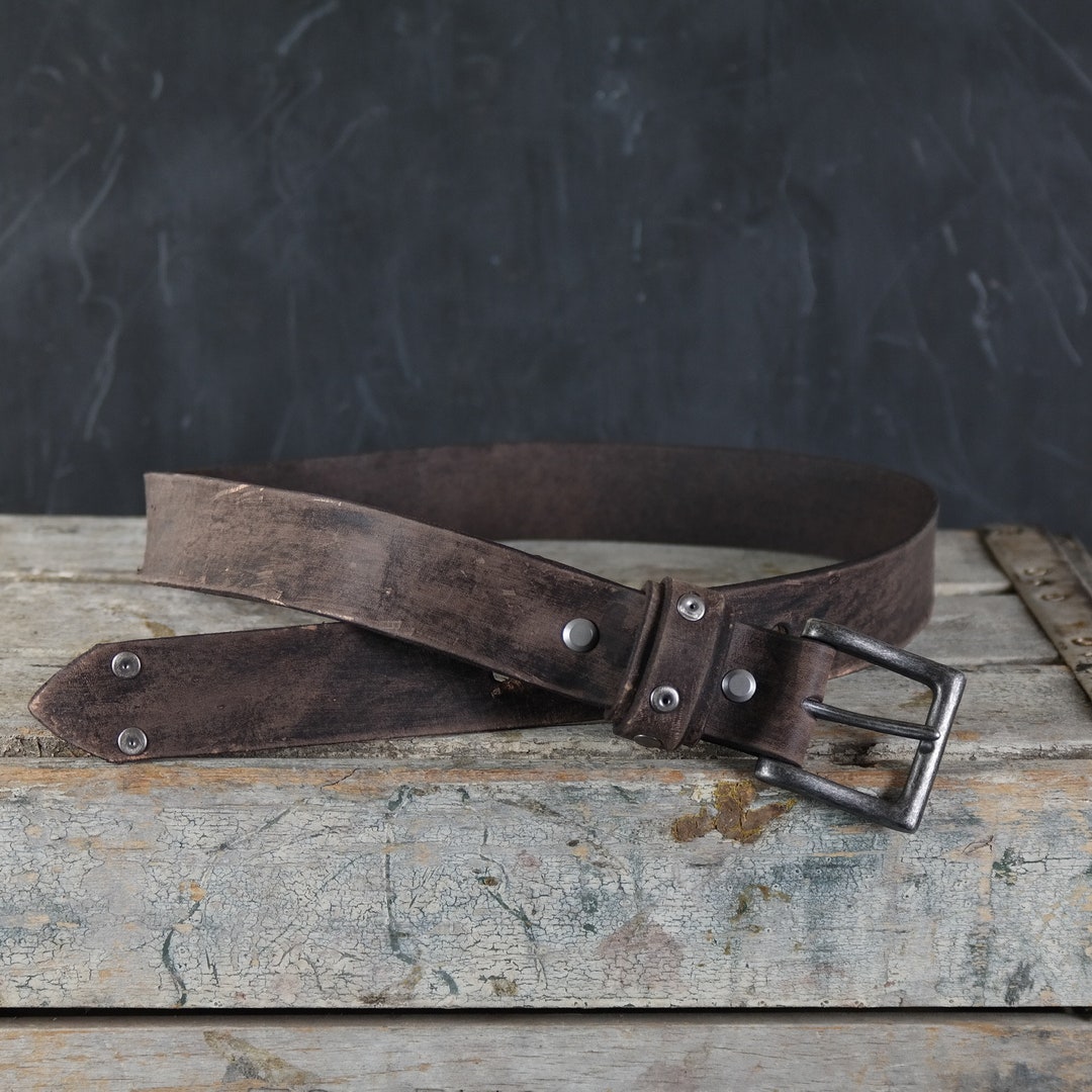 小物 Vintage studs leather belt Vintage Studded Belt ZigZag Studs Real Leather | Women's