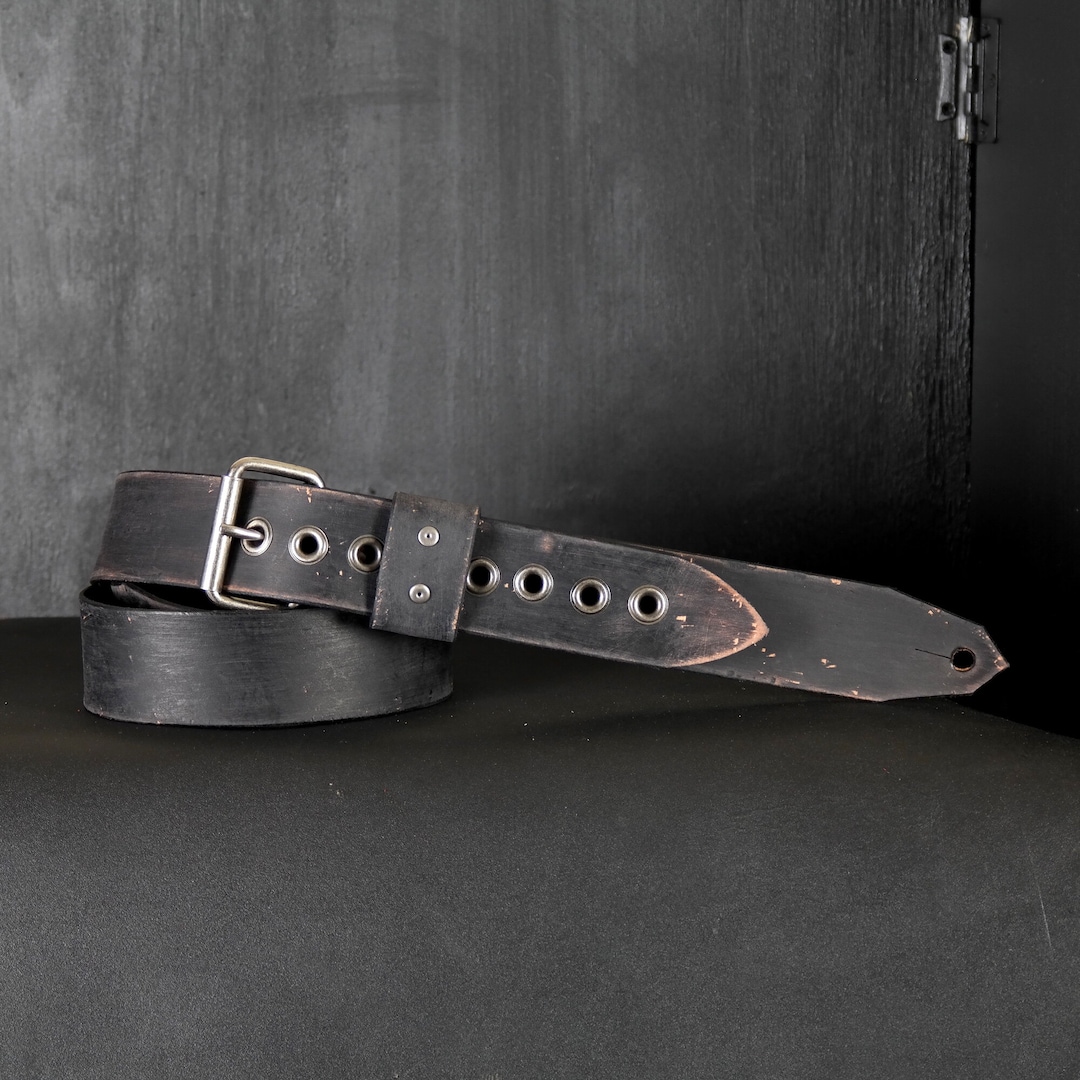 Rocker Style Aged Leather Guitar Strap. 2 Wide Adjustable. Black Etsy