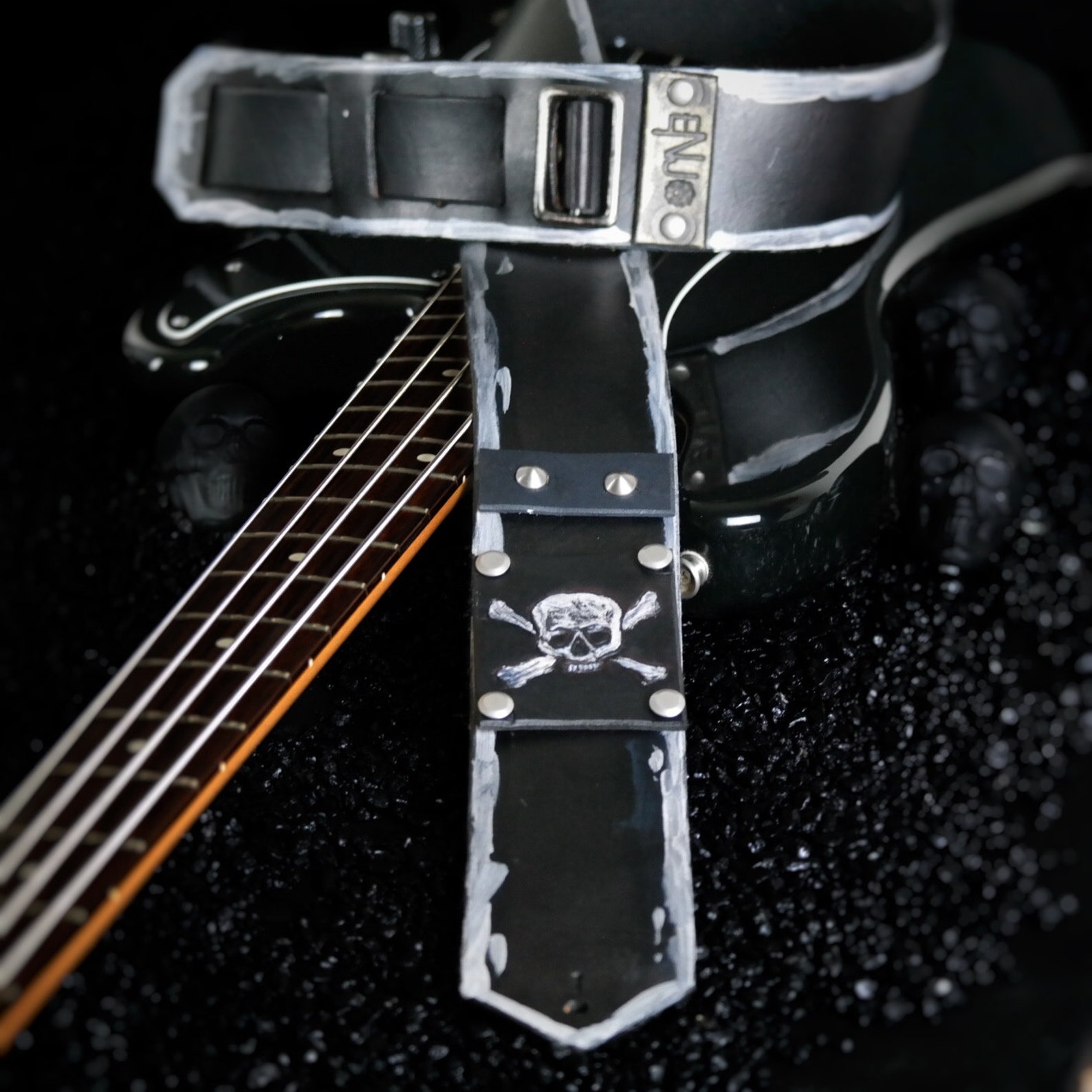 Custom Leather Guitar Strap W/ SKULL Etsy