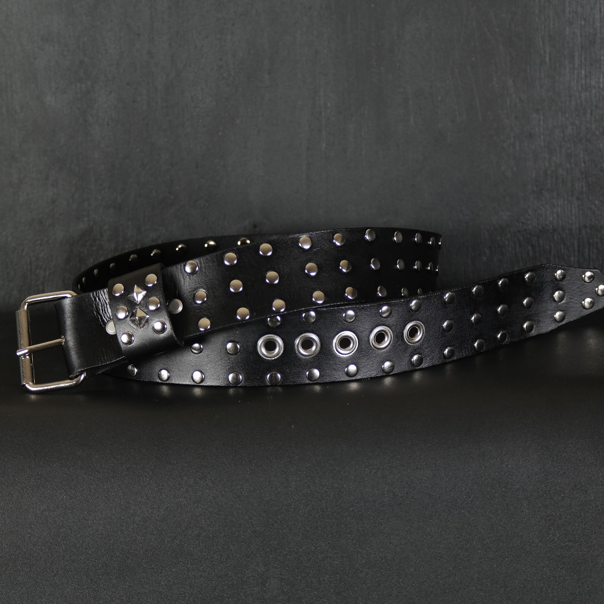 Fully Studded Leather Belt. 2” Wide. Black & Chrome - Etsy