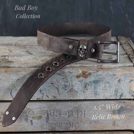 Cintura In Pelle Con Fibbia Western Fai Da Te Con Teschio E - Foto 4