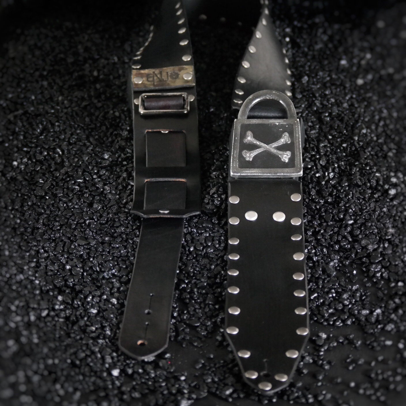 Custom Leather Guitar Strap..Studded W/ Padlock Etsy