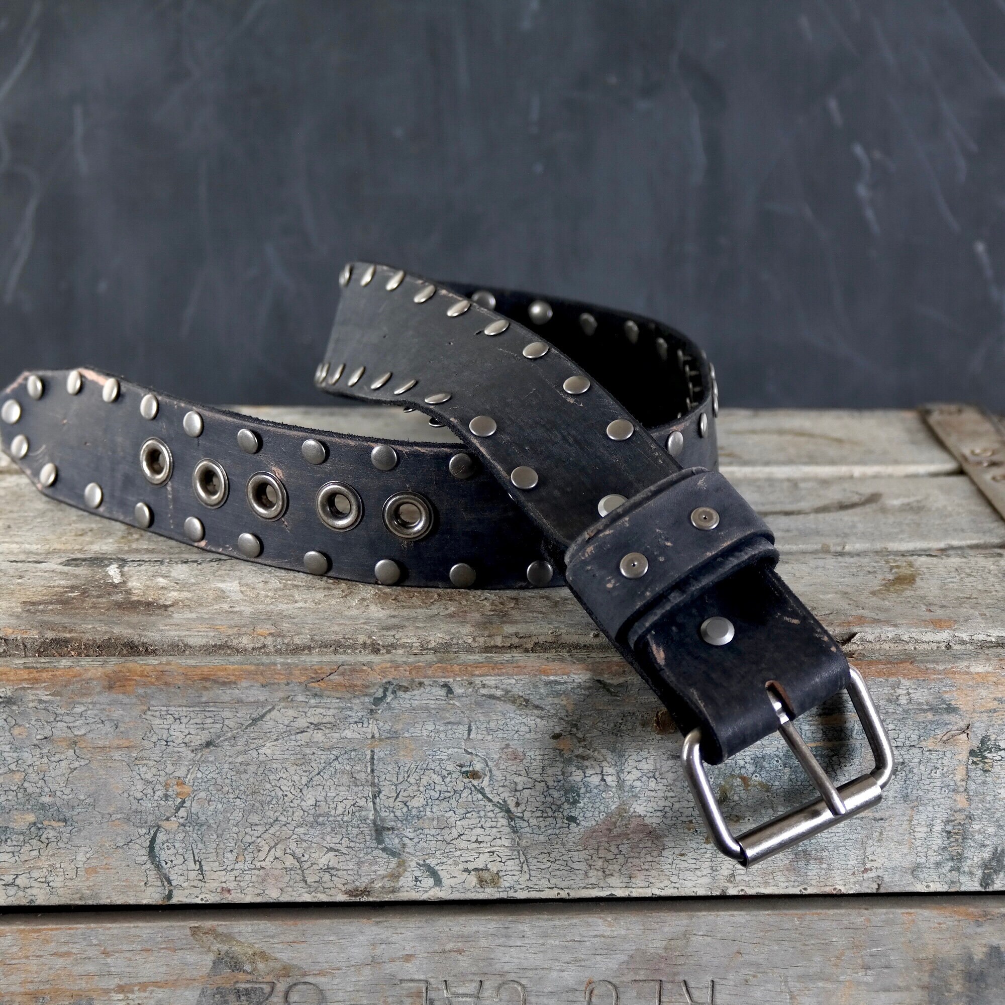 小物 Vintage Studs design leather belt 小物 Vintage Studs design leather belt 小物 vintage studs