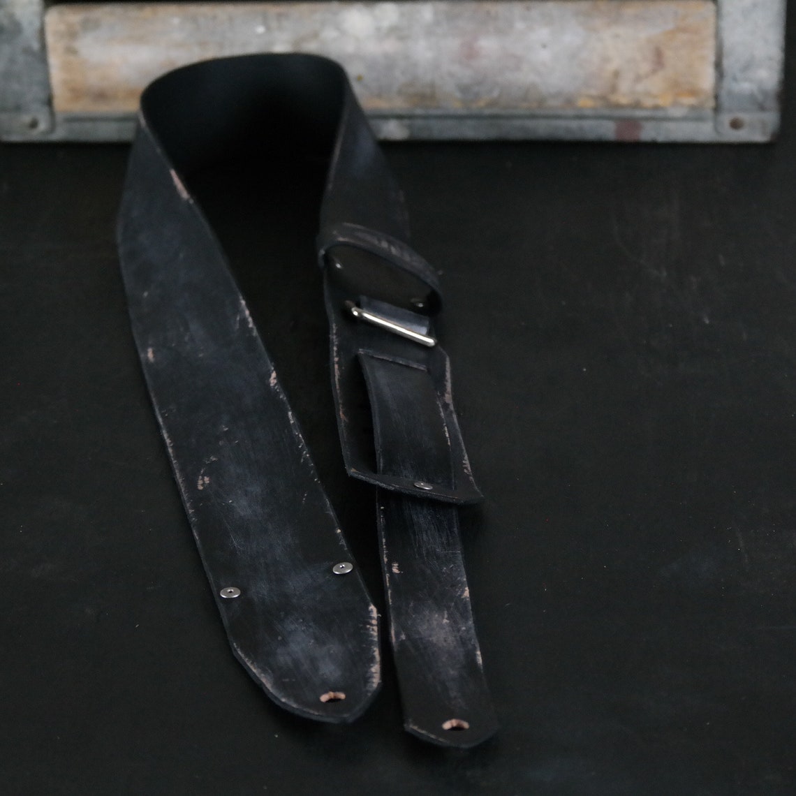 Aged Leather Guitar Strap. 2.5 Inches Wide. Aged Black Etsy