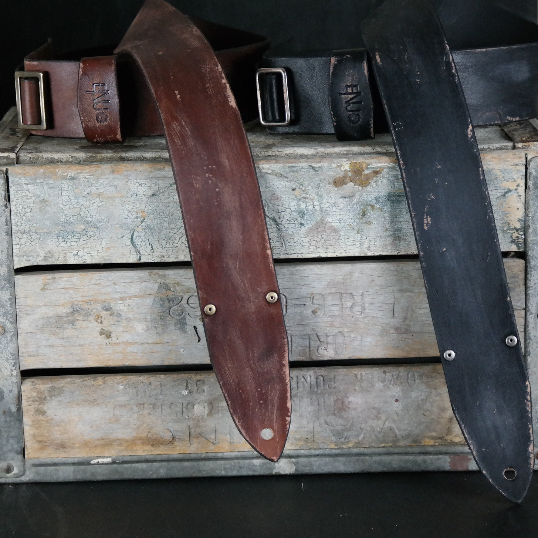 Aged Leather Guitar Strap. 2.5 Inches Wide. Aged Black Etsy