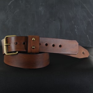Custom Leather Guitar Strap. BUCKLE. 2” wide. Antique BROWN