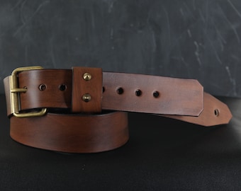 Custom Leather Guitar Strap. BUCKLE. 2” wide. Antique BROWN