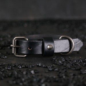 Custom Leather Dog Collar. Handmade. 1 inch wide. BLACK